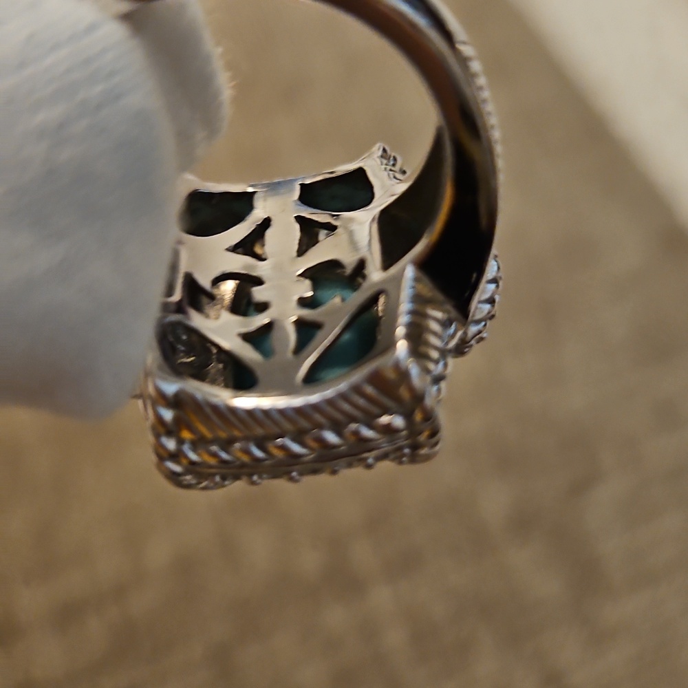 Judith Ripka Sterling Silver And Turquoise Ring 8 - Picture 3 of 6